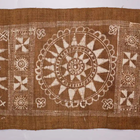 Vindigo brown fabric roll with mandala tribal pattern, flat view
