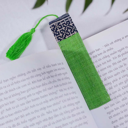 Vindigo light green hemp batik pattern bookmark front view