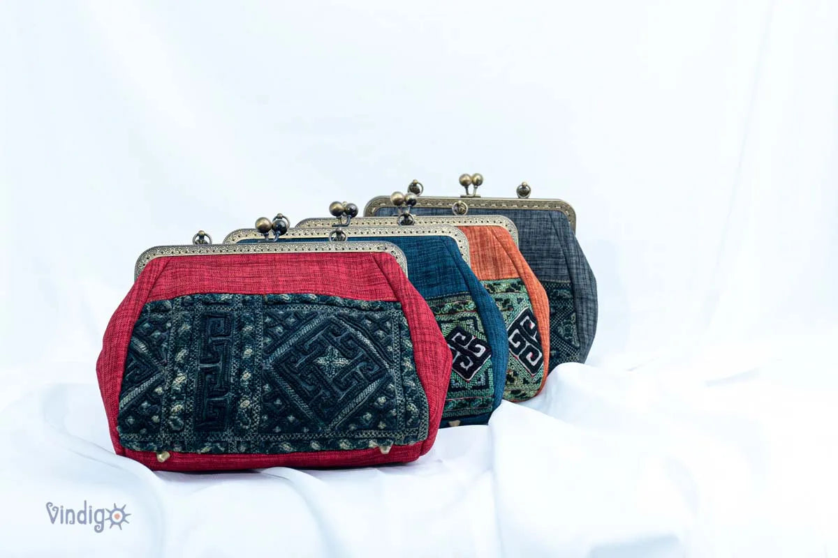 Vindigo collection of vintage embroidered hemp handbags in assorted colors