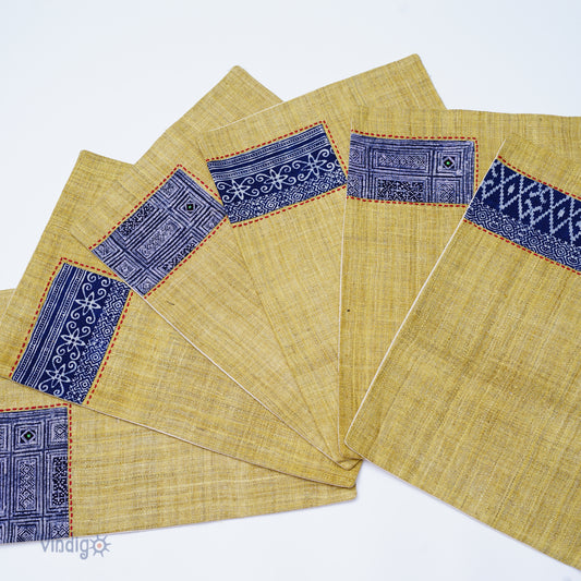 Långt Kuddfodral Indigo Hampa – Vintage Batik & Handvävd (30x50 cm)