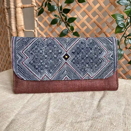 Vindigo long purse rust brown hemp ethnic front view