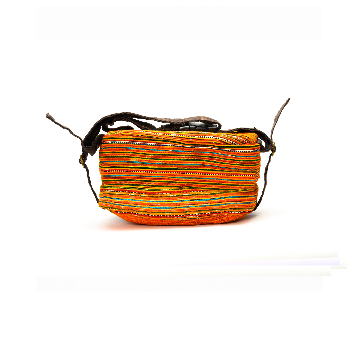 Bright Orange Waist bag, embroidery and faux leather