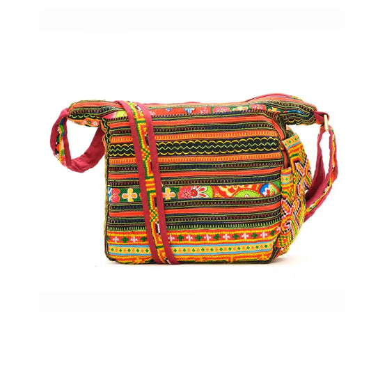 Vindigo handmade multicolor hemp tribal shoulder bag back view