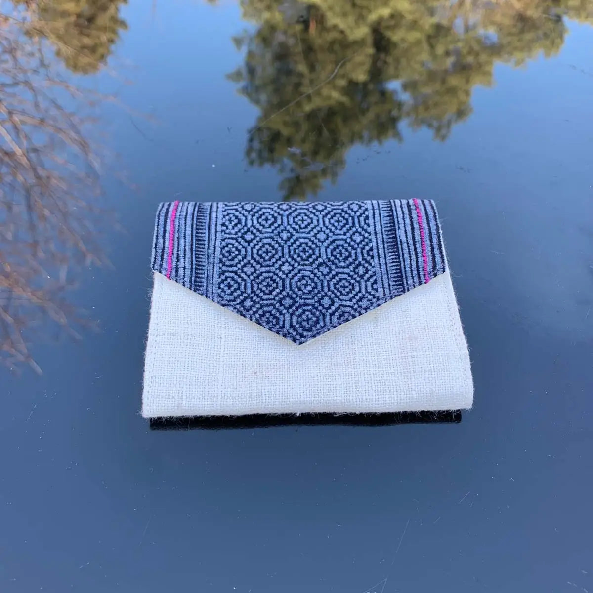 Vindigo handcrafted wallet with indigo batik flap