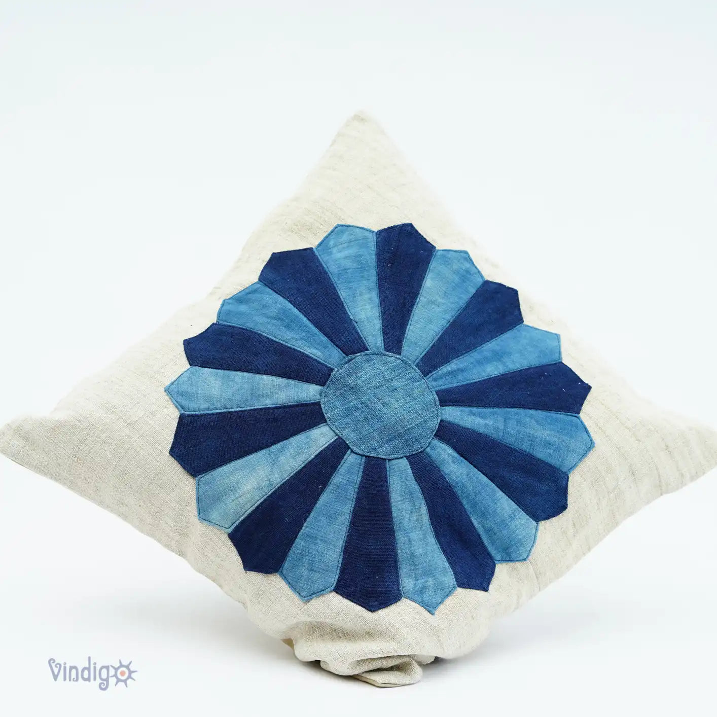 Dresden flower cushion on white background, front view