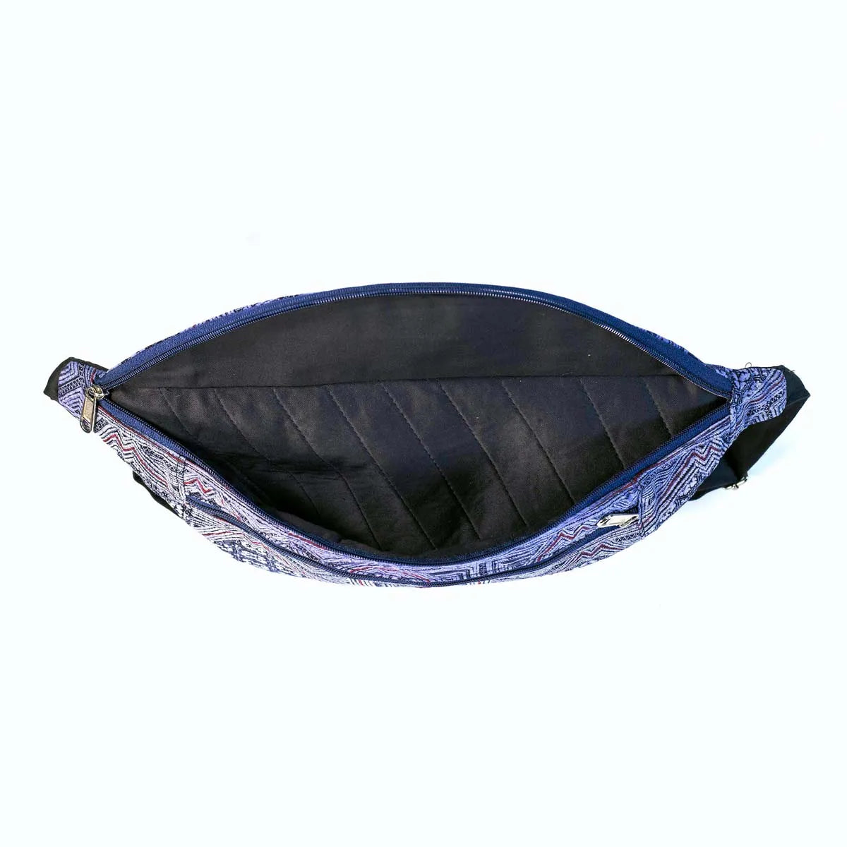 Vindigo purple hemp waist bag open interior view