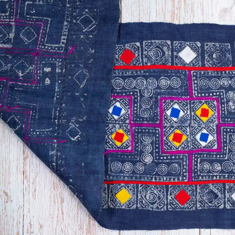 Vindigo indigo fabric roll partially folded view