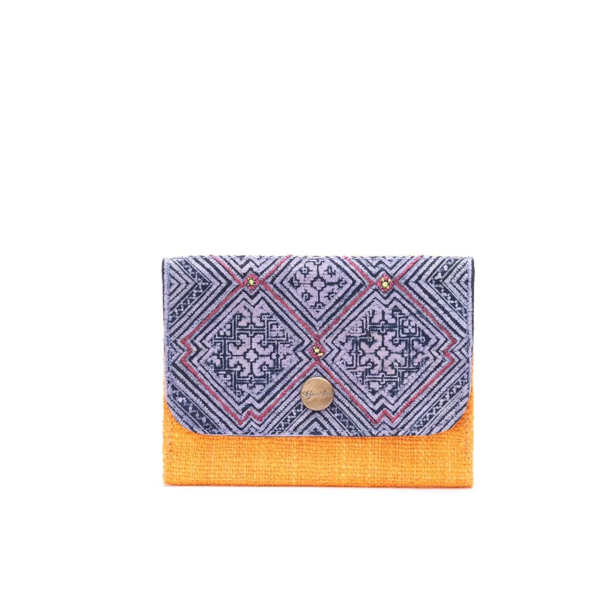 Vindigo indigo batik tribal pattern cardholder front view