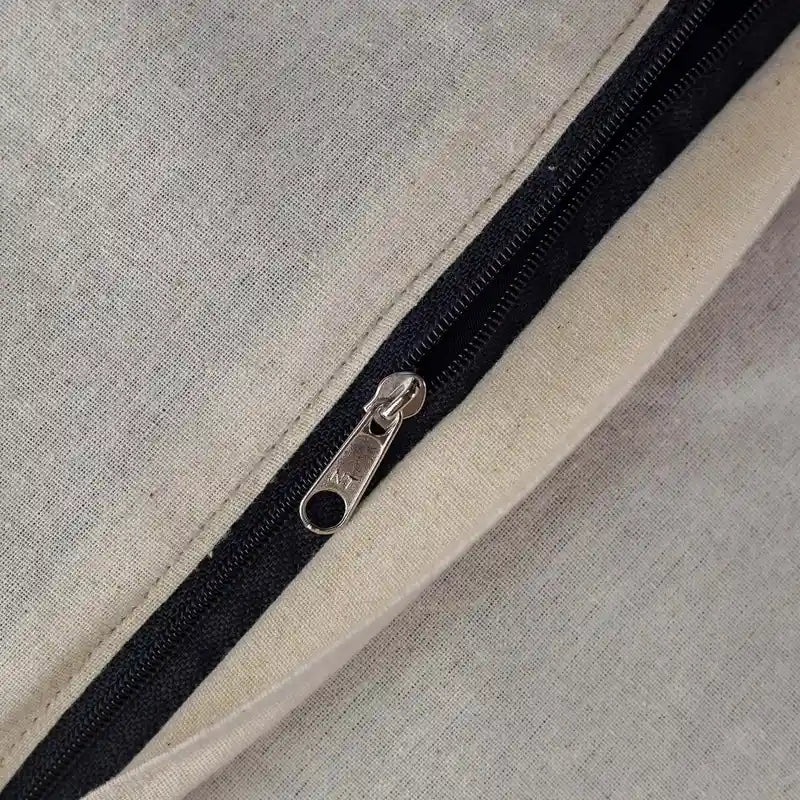 Vindigo green hemp cushion cover back side showing zipper