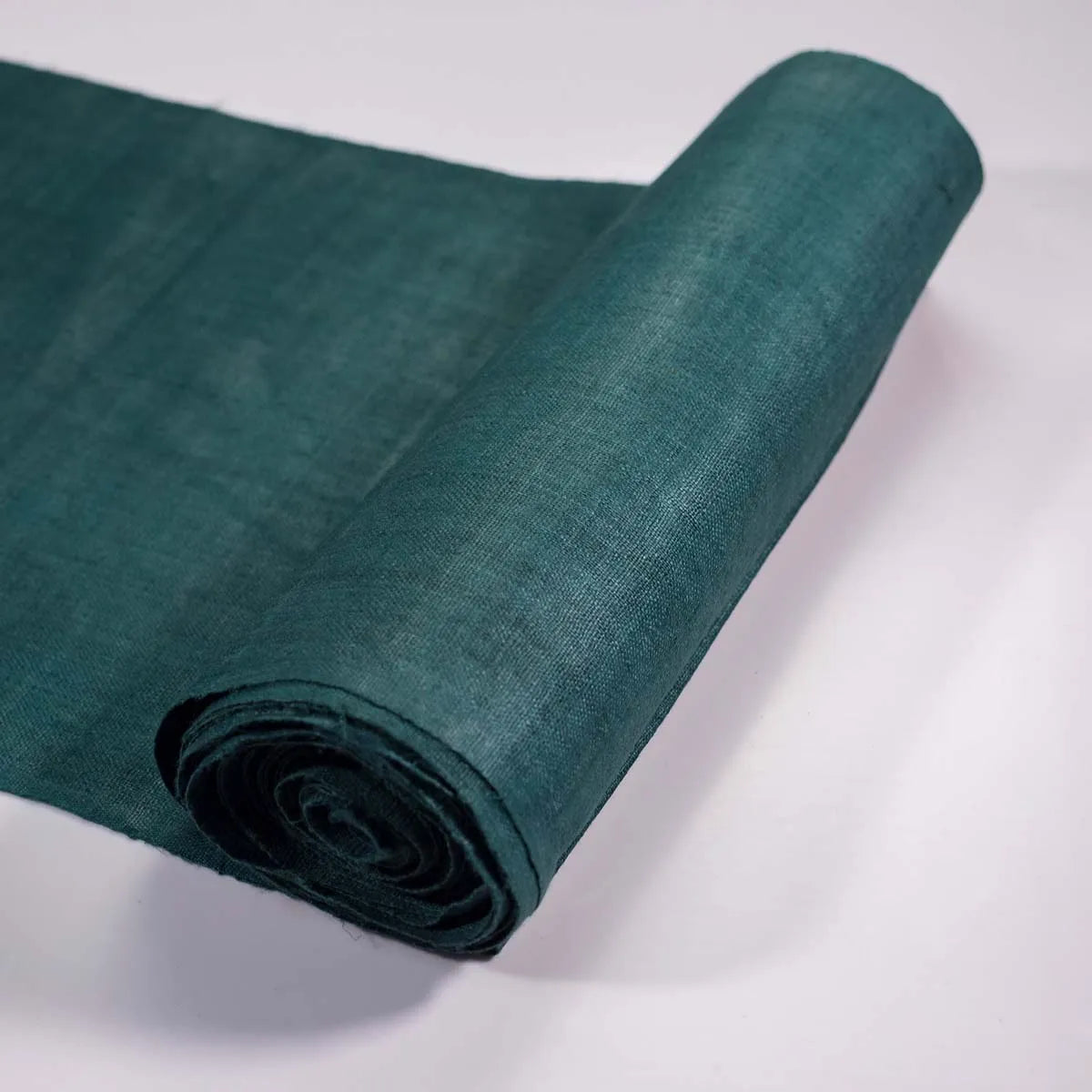 Vindigo dark green hemp fabric roll front view