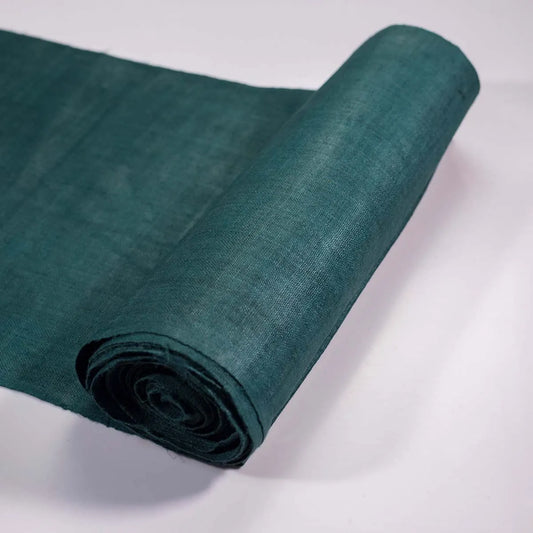 Vindigo dark green hemp fabric roll front view
