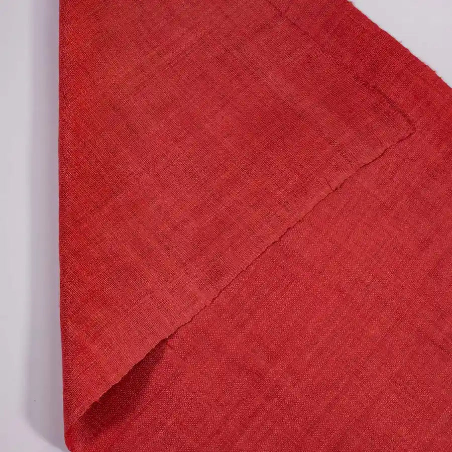 Vindigo bright red hemp fabric folded side view