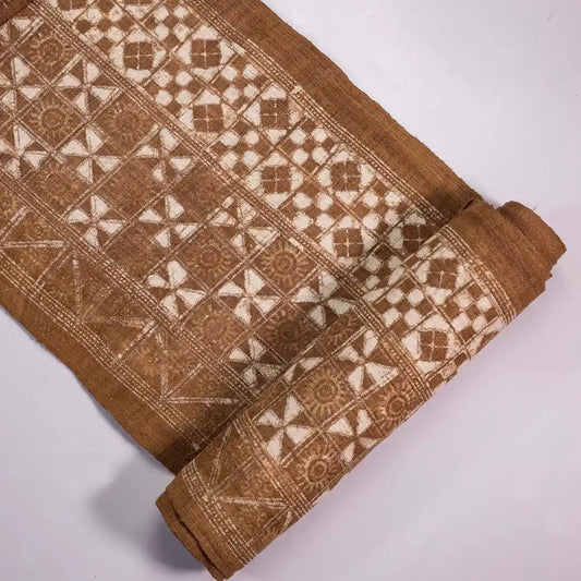 Vindigo brown ethnic geometric fabric roll soft folded view