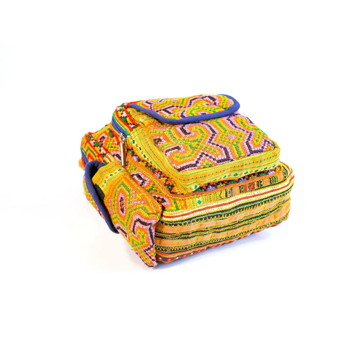 Vindigo hemp tribal sling bag yellow edition side angle view