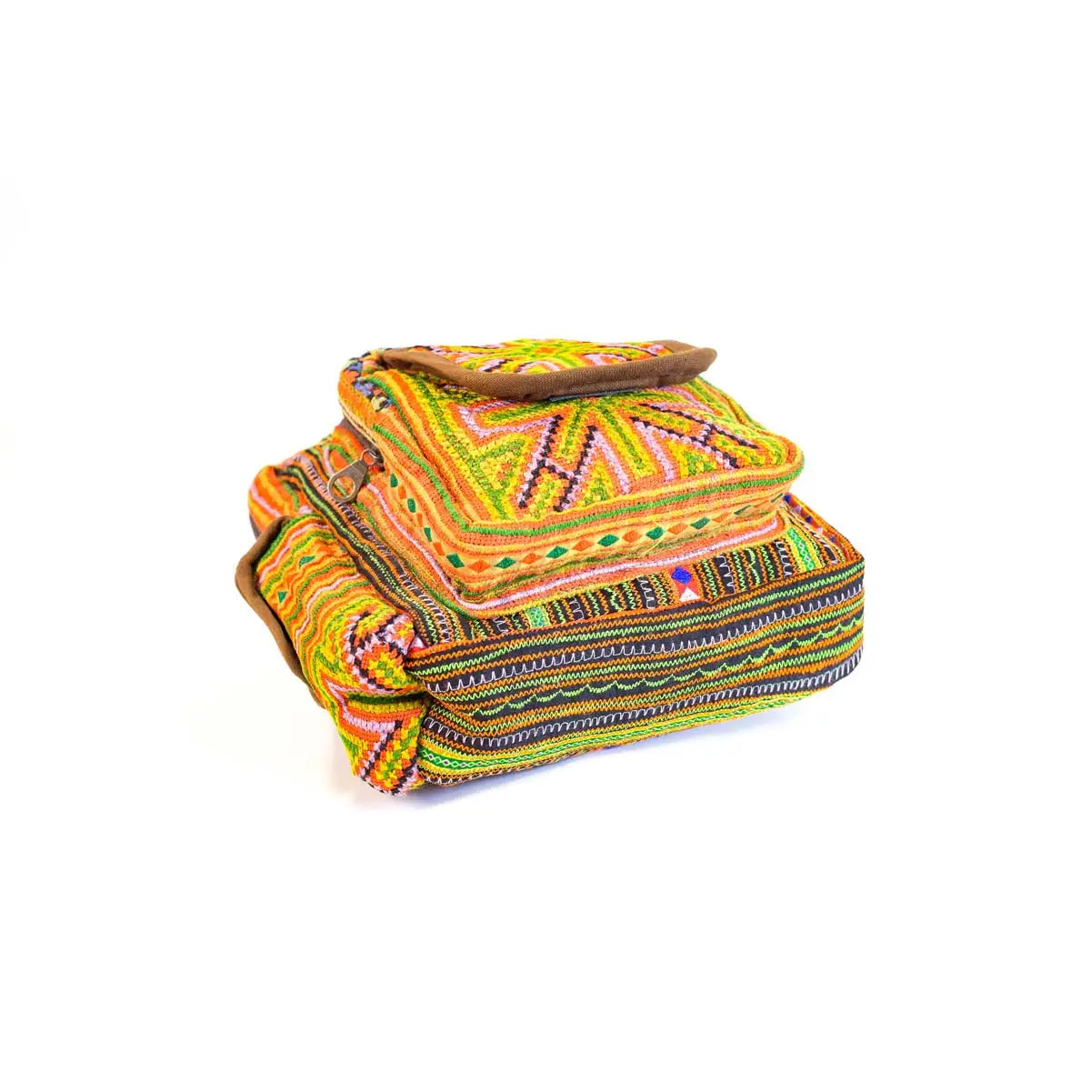 Vindigo handmade multicolor hemp sling bag side angle view