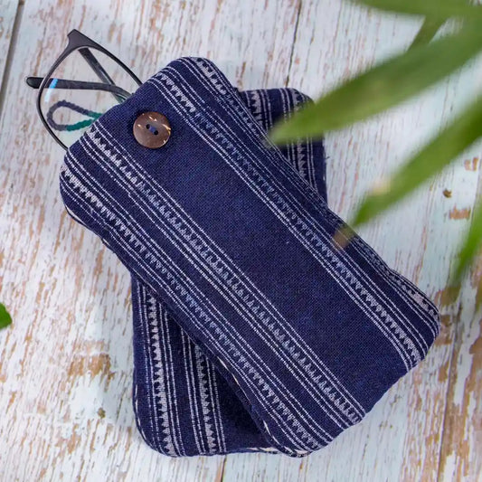 Vindigo indigo hemp phone case with flap and top loop