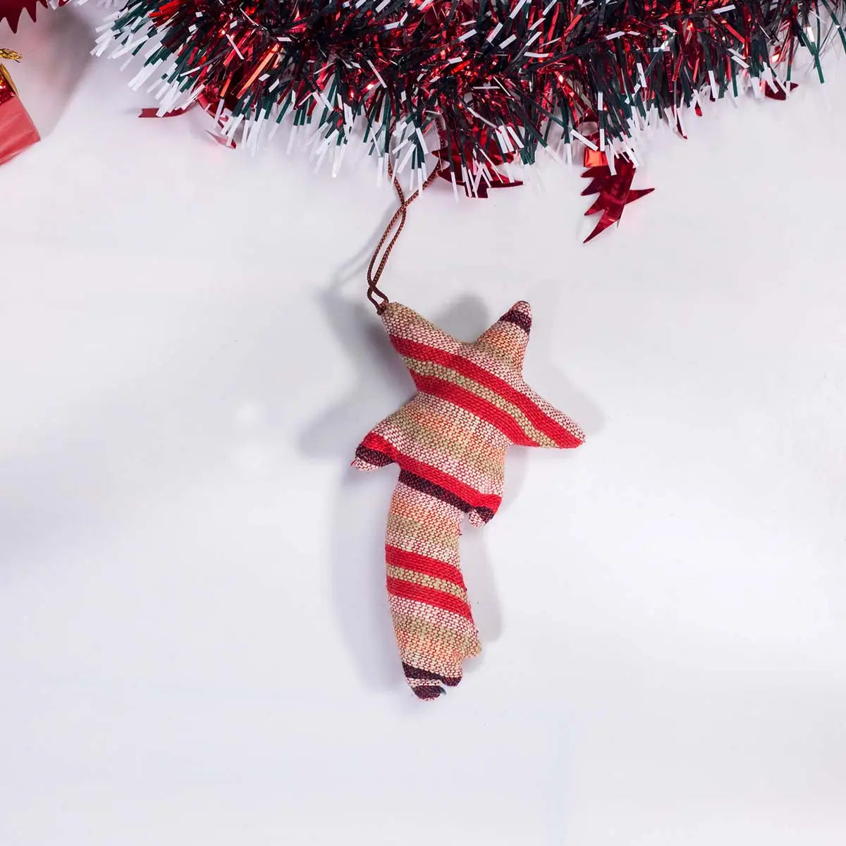 Vindigo handmade red striped tribal embroidered ornament hanging display