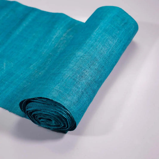 Vindigo turquoise hemp fabric roll front view