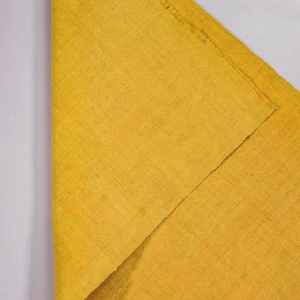 Vindigo yellow hemp fabric folded side view