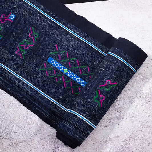 Vindigo Hmong-style vintage panel fabric roll folded view