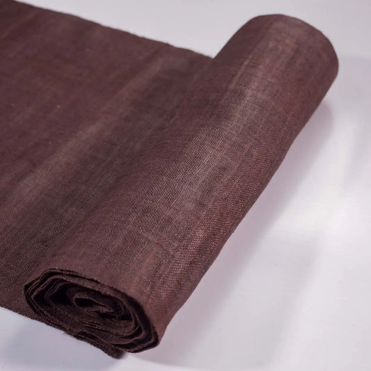 Vindigo dark brown hemp fabric roll front view