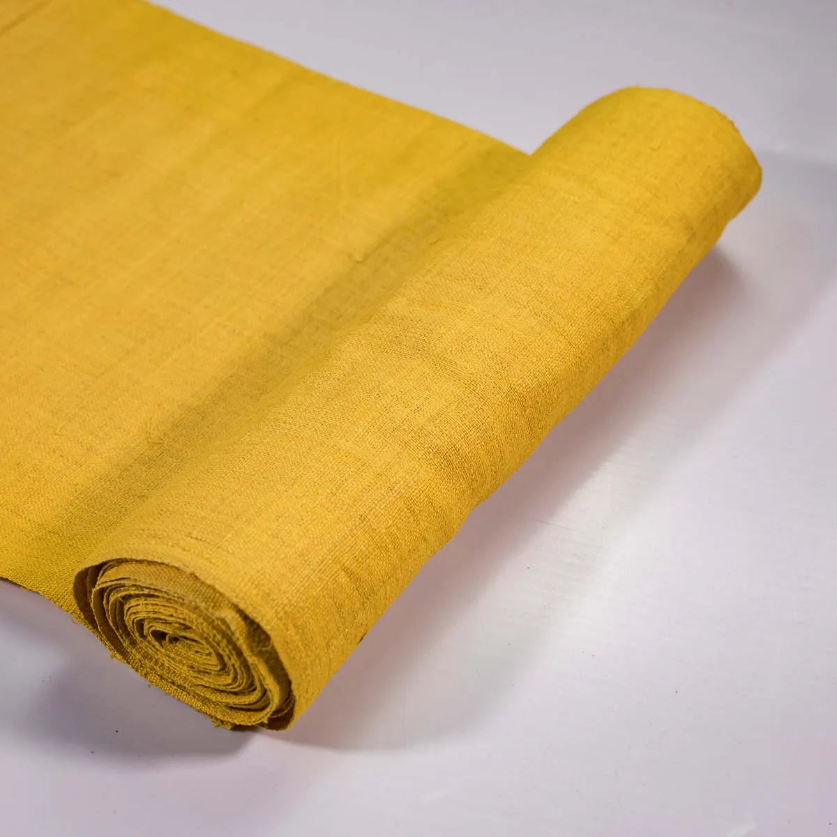 Vindigo bright yellow hemp fabric roll front view