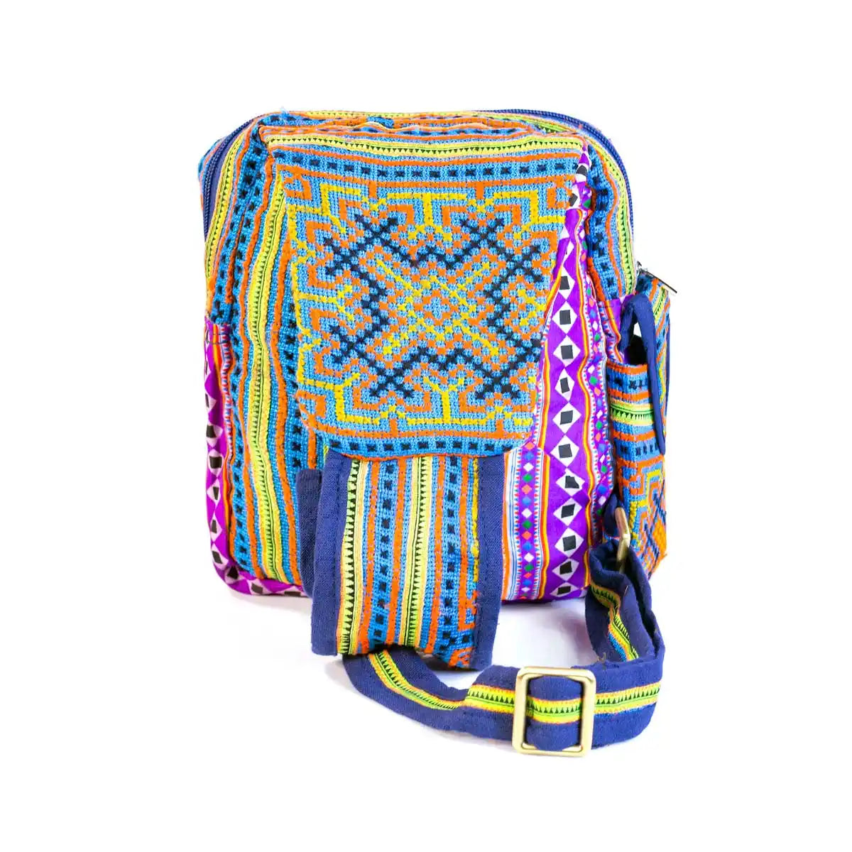 Vindigo hemp tribal backpack multicolor design front display