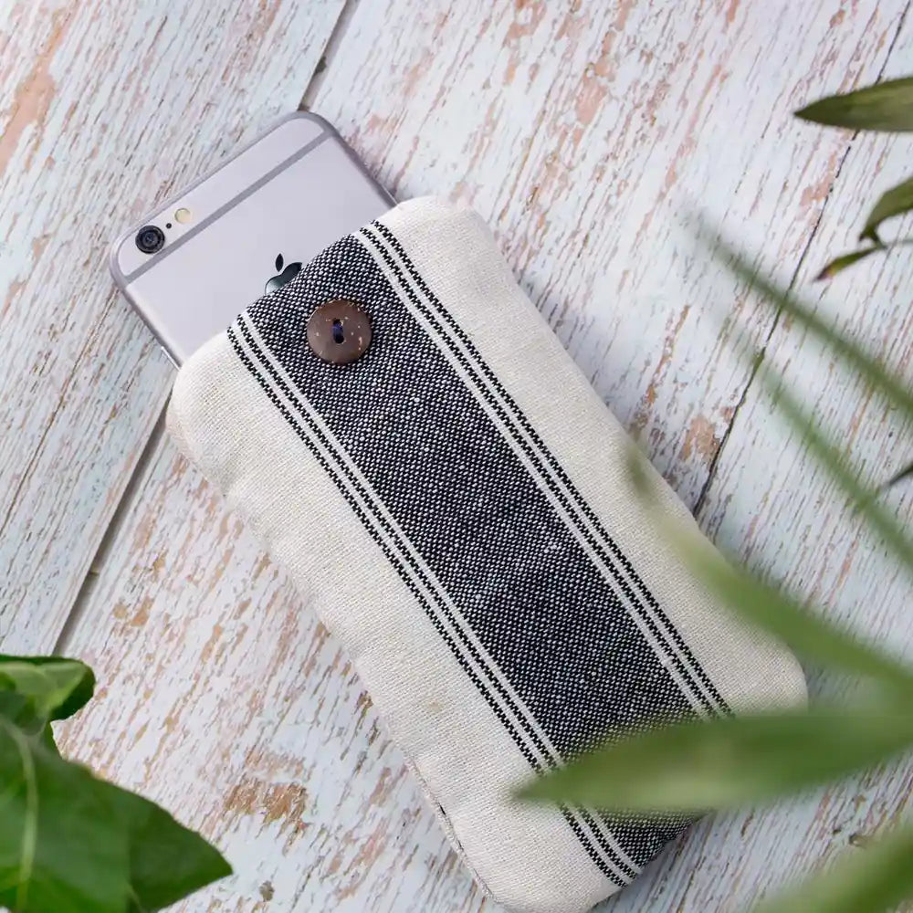 Vindigo phone case with phone partially inserted inside