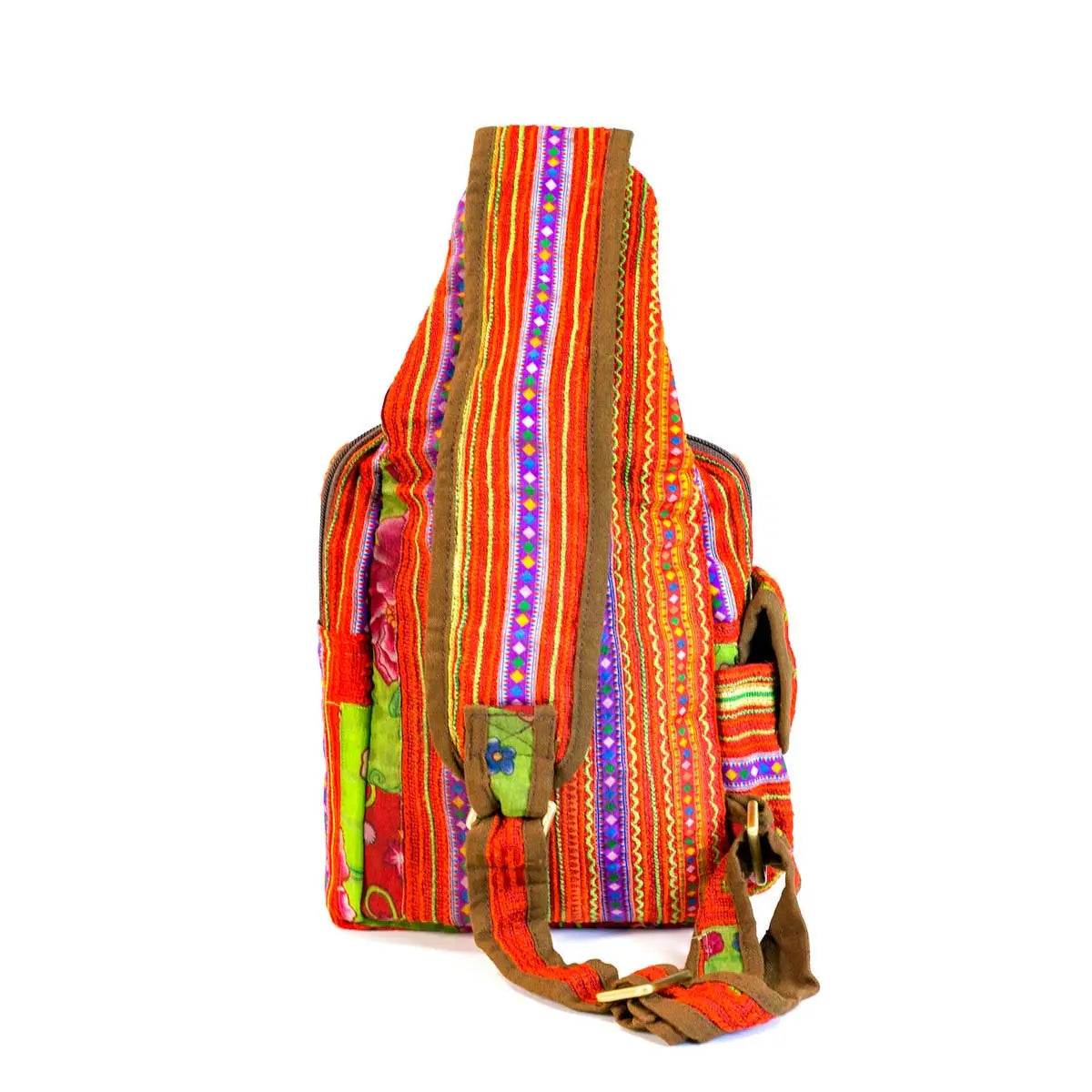 Vindigo tribal hemp backpack red edition side strap view
