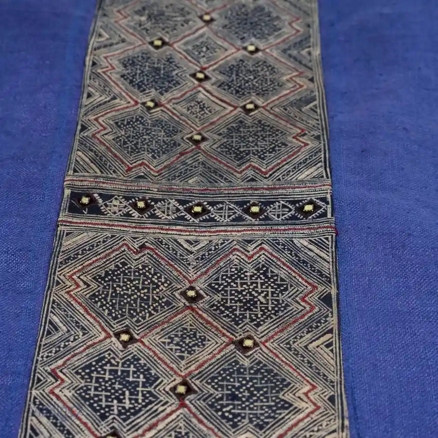 Front view of square cushion with ethnic embroidery