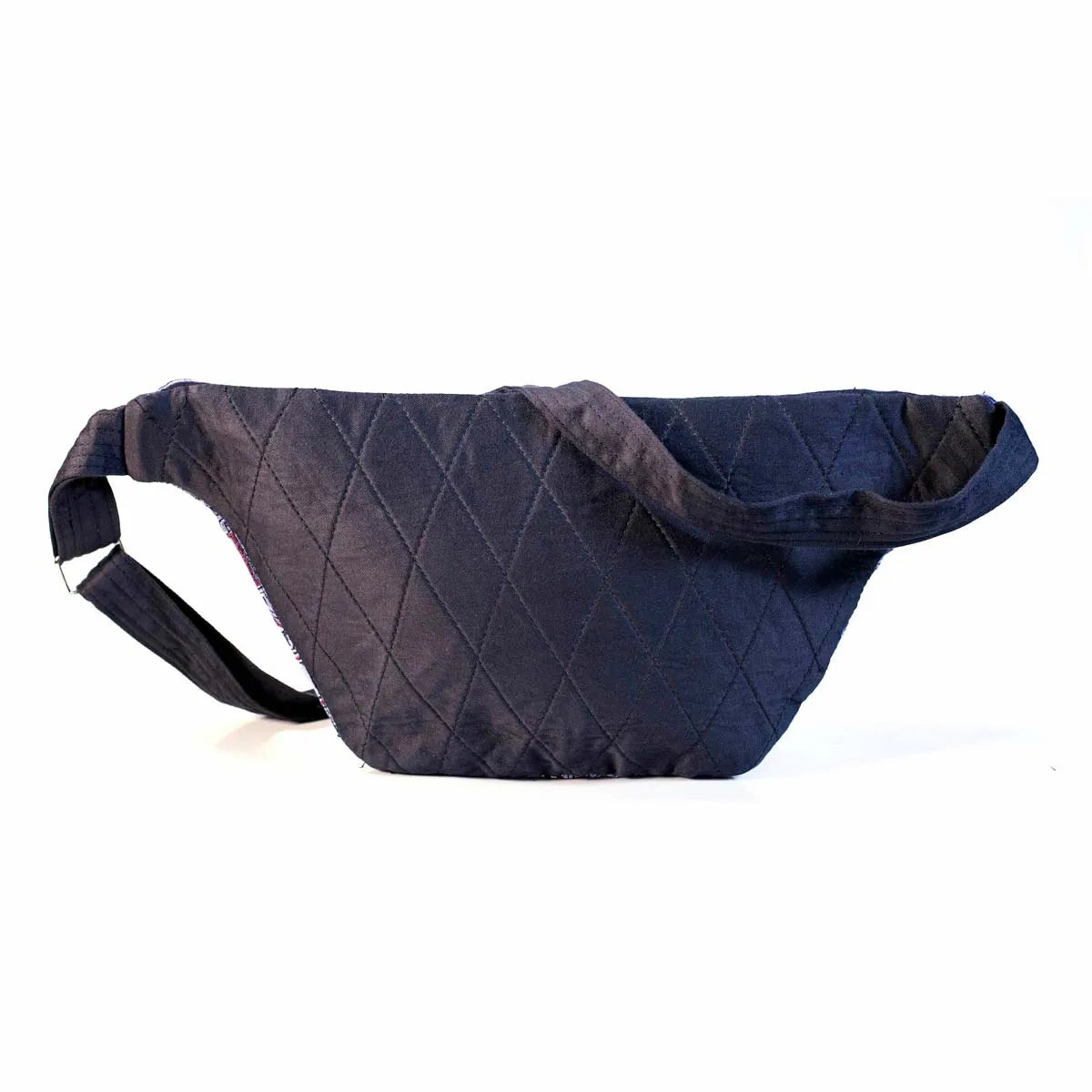 Vindigo waist bag purple hemp design showing plain back
