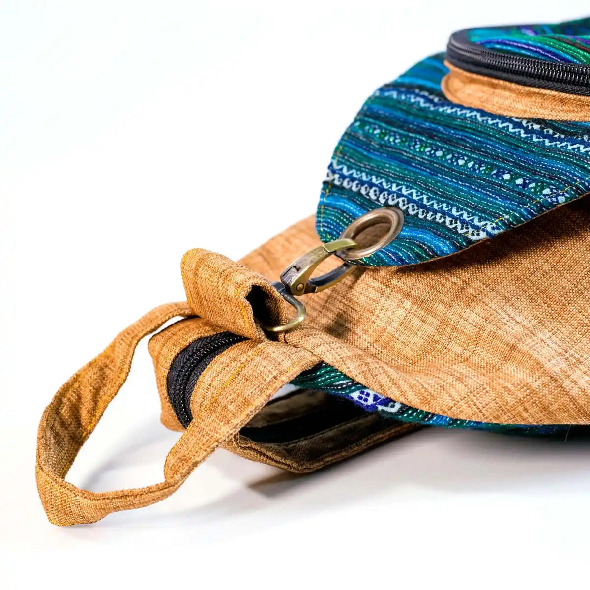 Vindigo blue cotton backpack with H’mong embroidery zipper detail