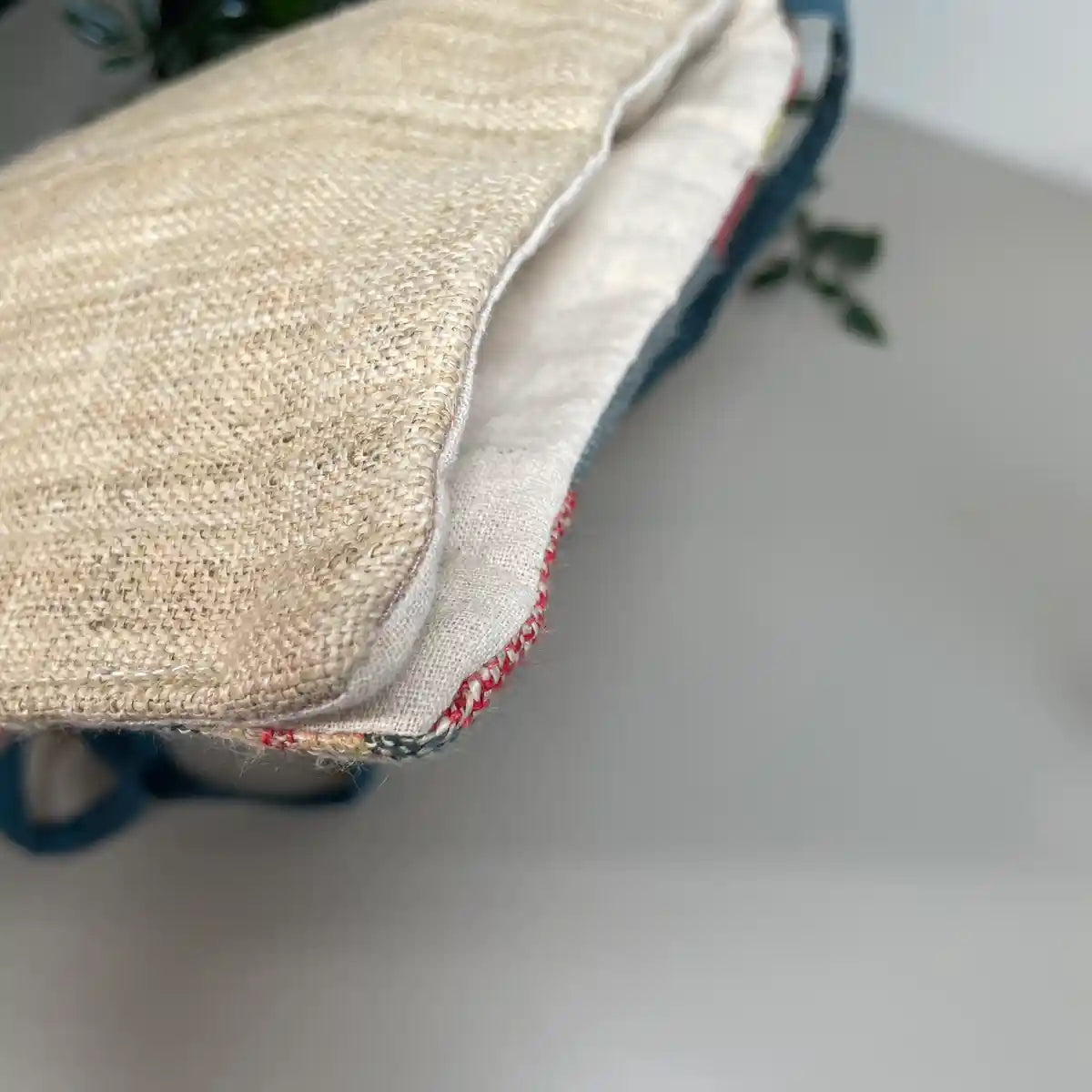 Light pink pattern with bright stripes- Hemp crossbody bag