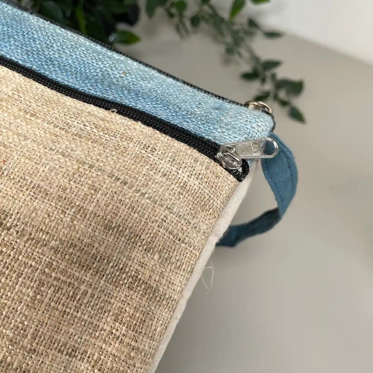 Light pink pattern with bright stripes- Hemp crossbody bag