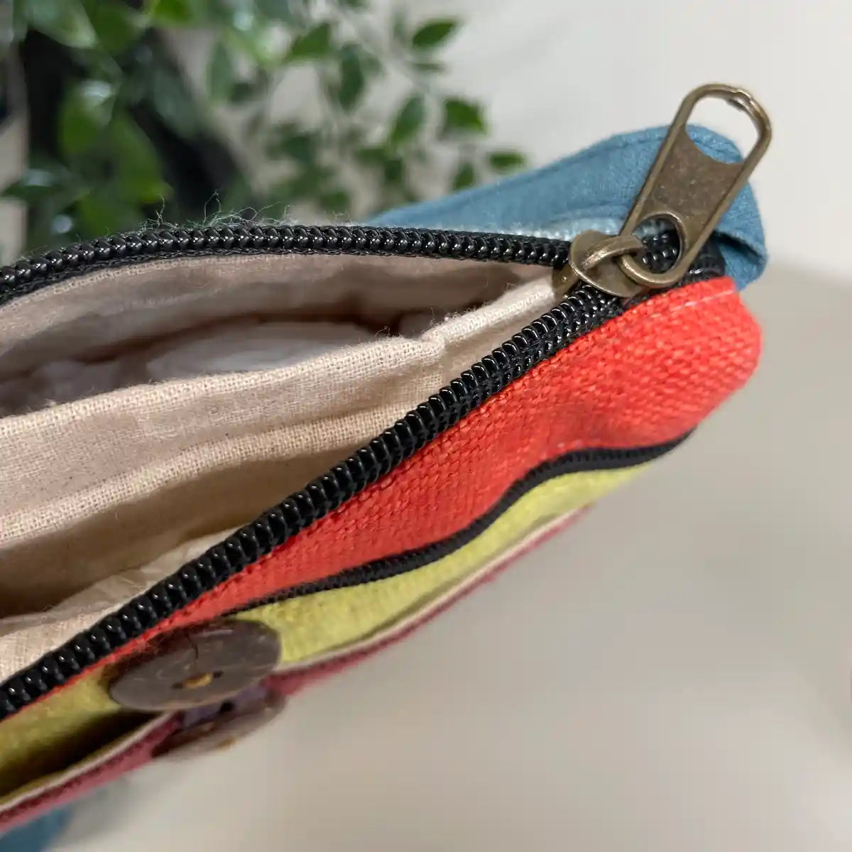 Light pink pattern with bright stripes- Hemp crossbody bag