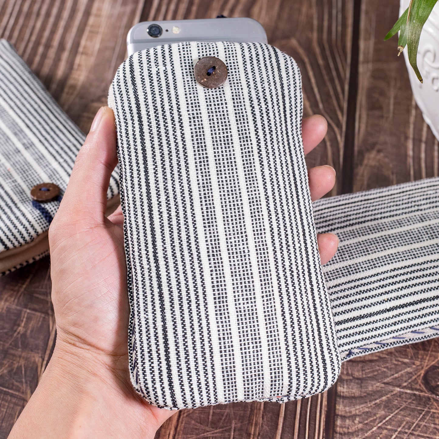 Handwoven phone case / glass case, authentic H'mong fabric, shock absorption layer