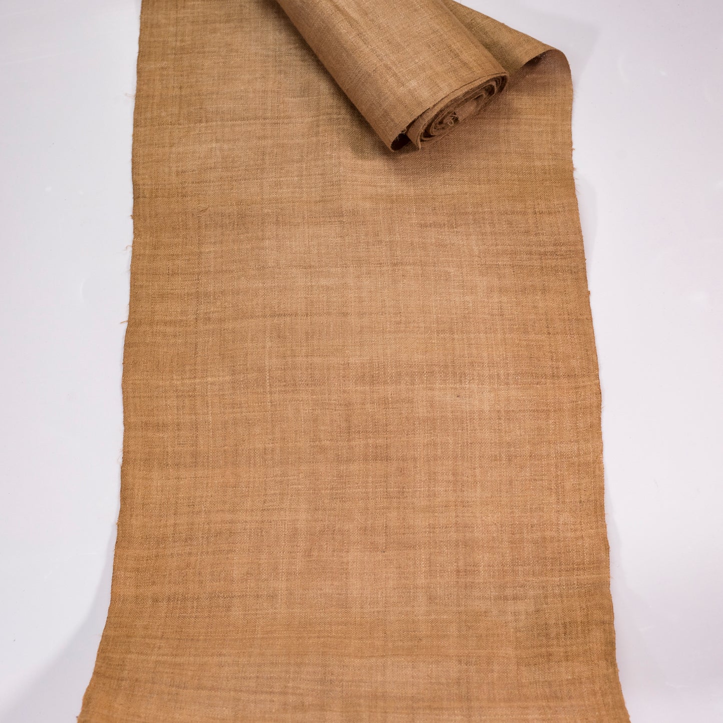 Raw hemp fabric, natural color in LIGHT SEPIA BROWN
