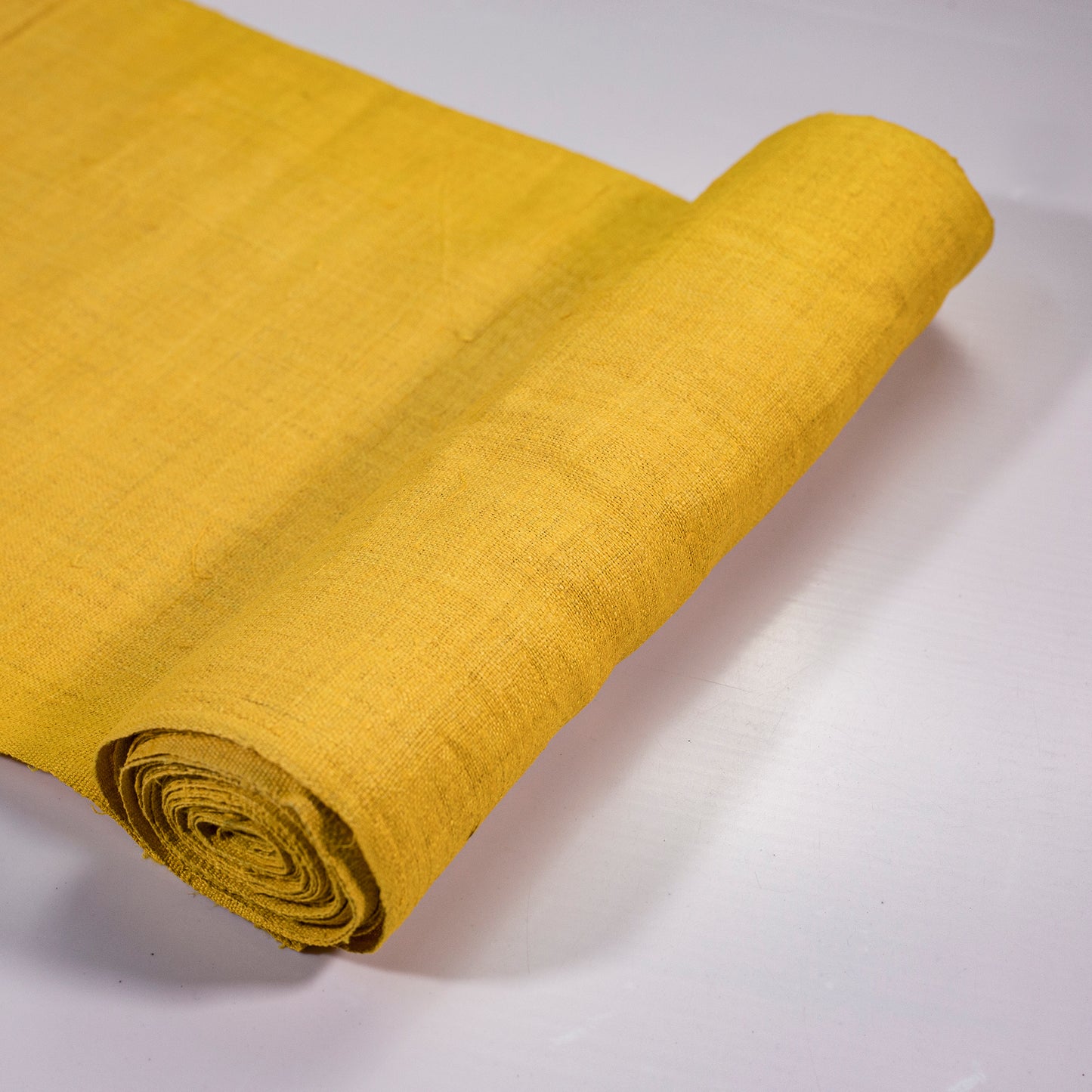 Raw hemp fabric, natural color in YELLOW