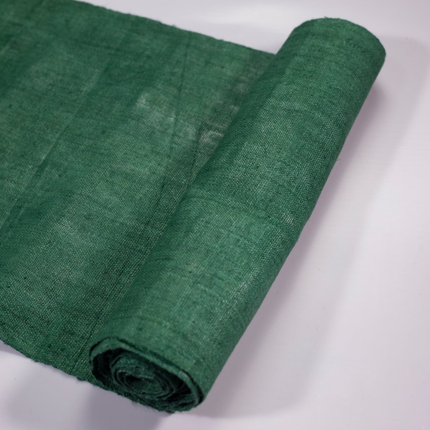 Raw hemp fabric, natural color in MYRTLE GREEN