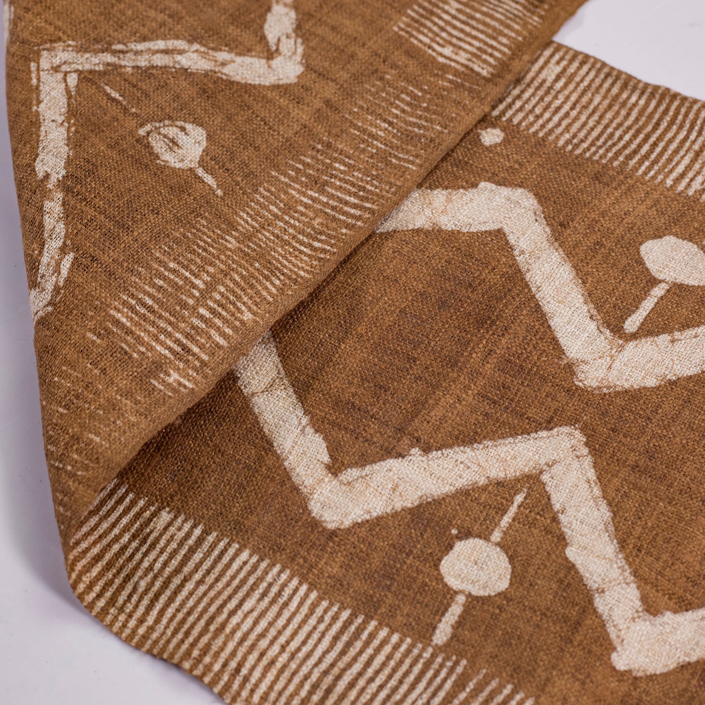 Handwoven hemp fabric, BROWN dyeing yam, H'mong rhombus pattern