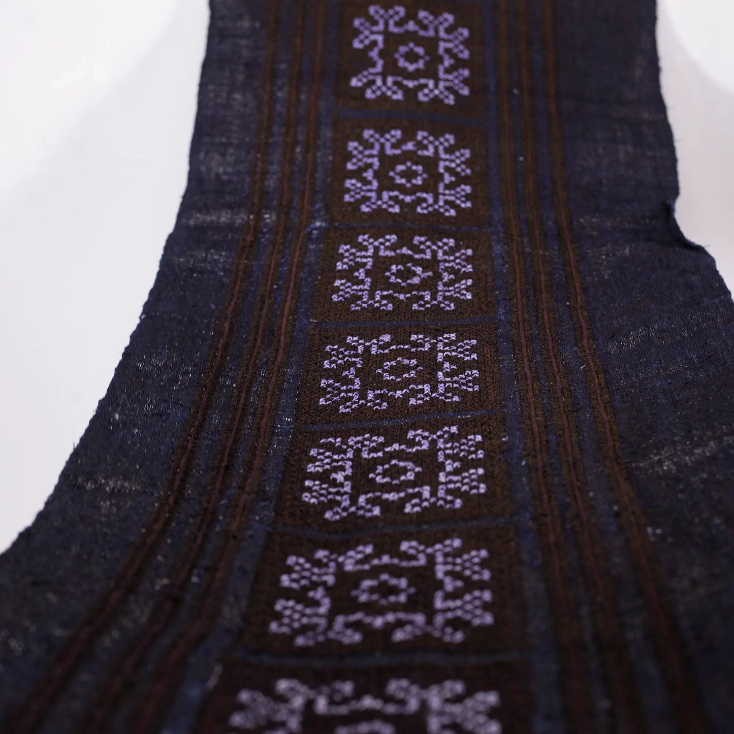 Vintage cross-stitch embroidery roll, square patterns