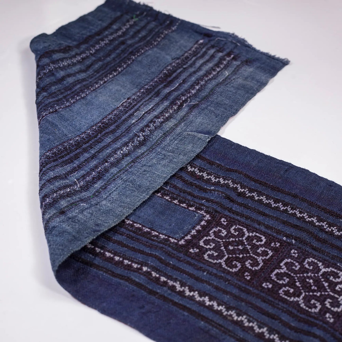 Vintage cross-stitch embroidery roll in flowery pattern