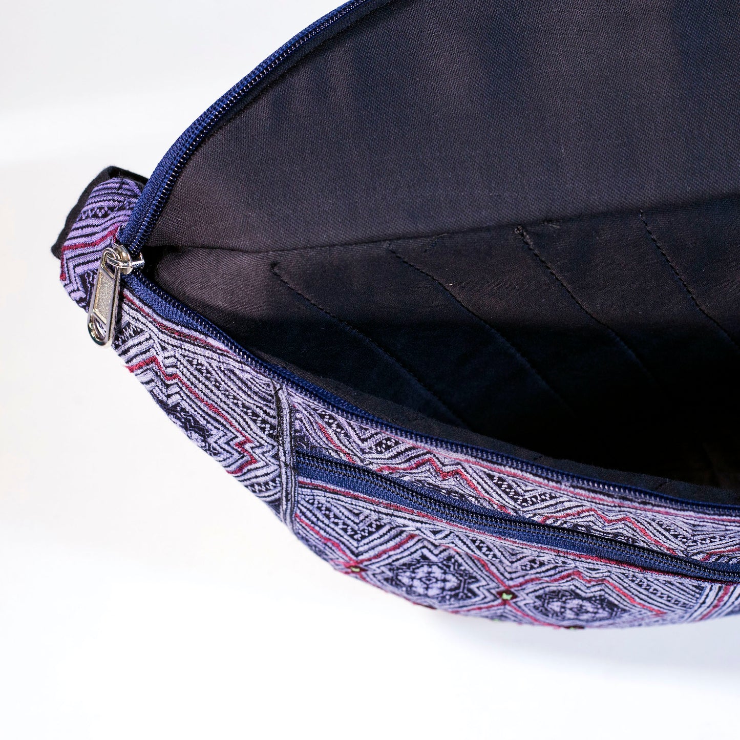 Sling bag, batik fabric, H'mong tribal pattern 1