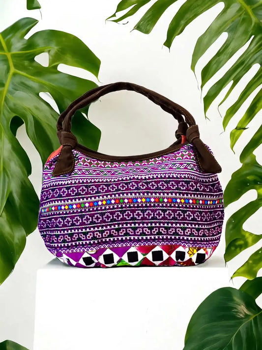 Vindigo handbag purple brown front view