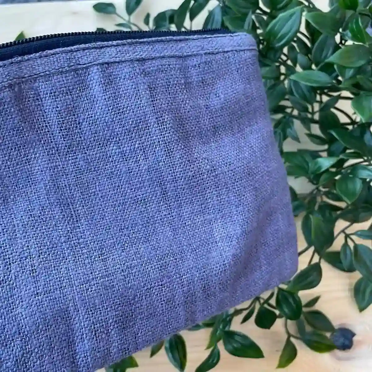 Vindigo cosmetic bag blue embroidered square pattern back view