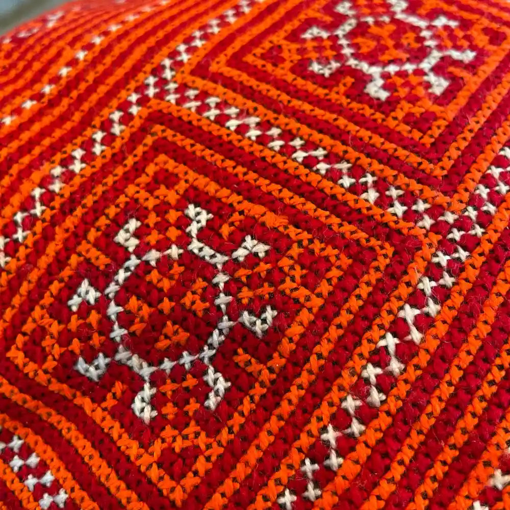 Vindigo cushion cover red ethnic embroidered motif detail