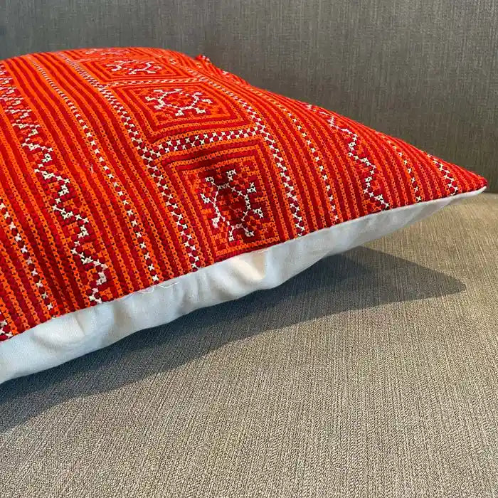 Vindigo cushion cover red ethnic embroidered side view