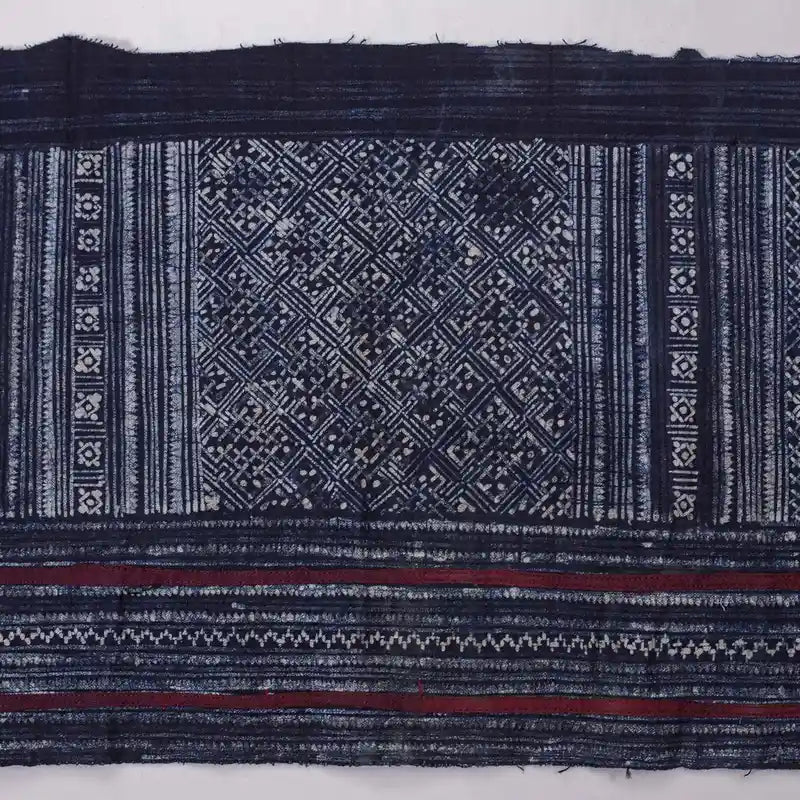 Vindigo fabric indigo ethnic patterned embroidery detail