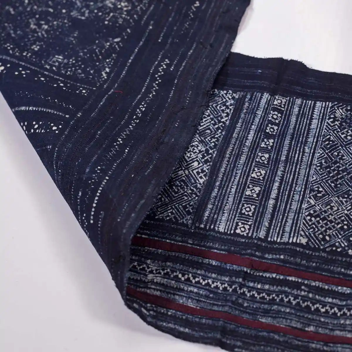 Vindigo fabric indigo ethnic patterned close detail