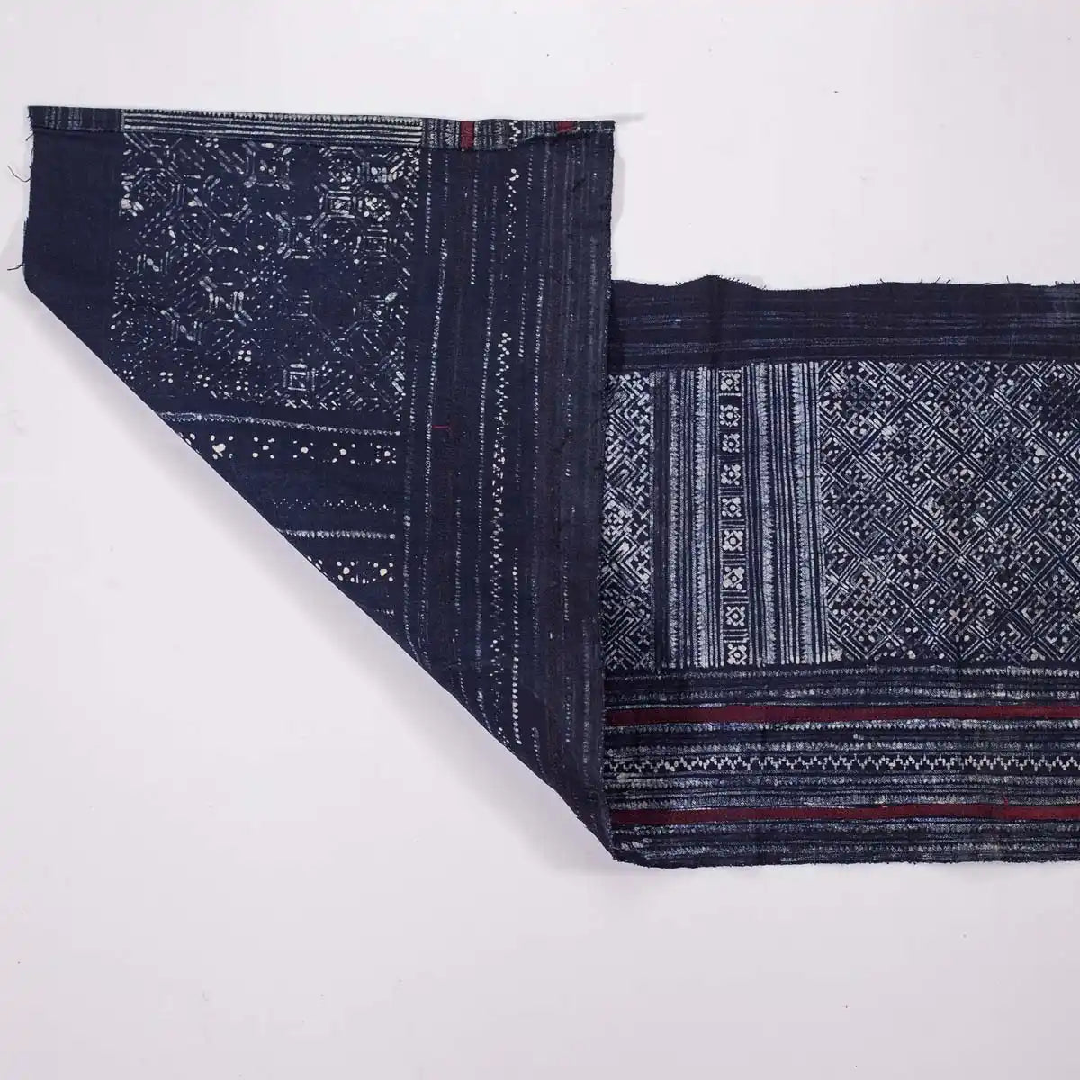 Vindigo fabric indigo ethnic patterned folded view
